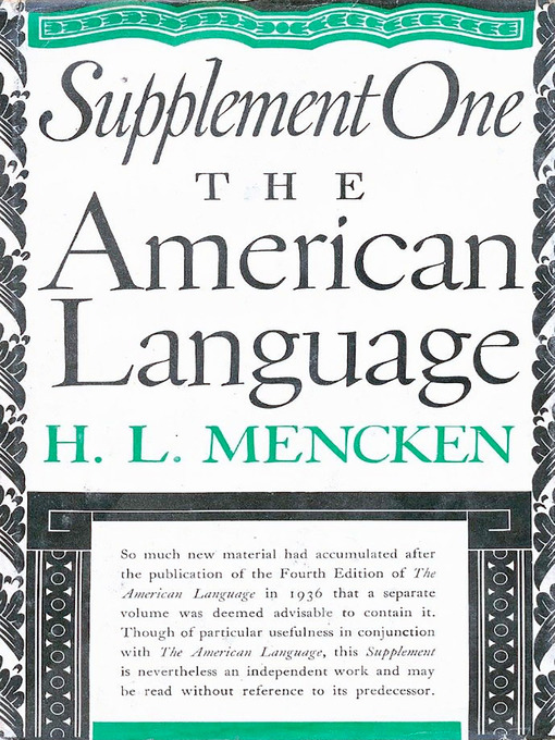 Title details for American Language Supplement 1 by H.L. Mencken - Available